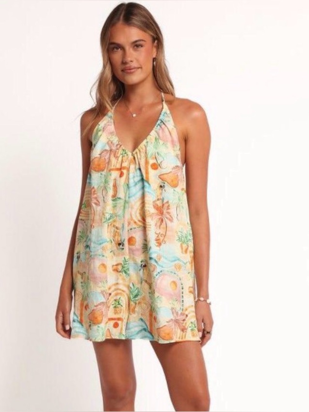 Petal & Pup Renata Halter Golden Palm Resort Vacation Tropical Wear Romper